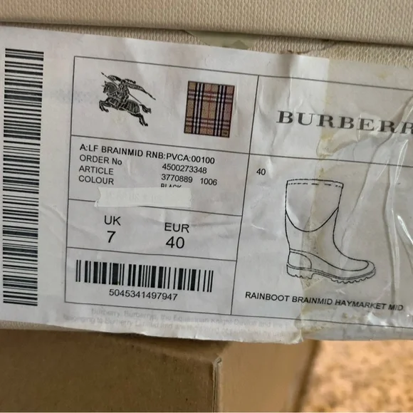 Burberry Beige and Black Plaid Rain Boots - Picture 10 of 10